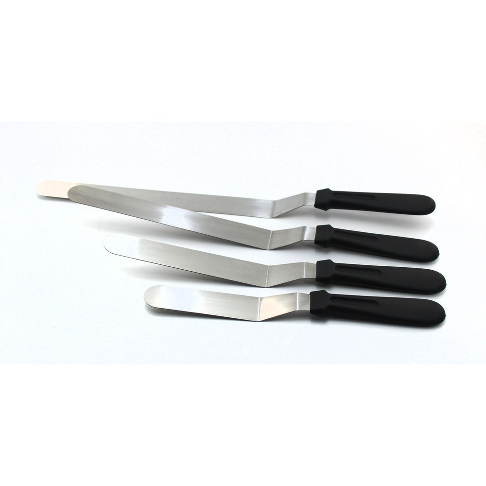 4 Piece Stainless Steel Offset Icing Spatula Set Cake Decorating Tools Black